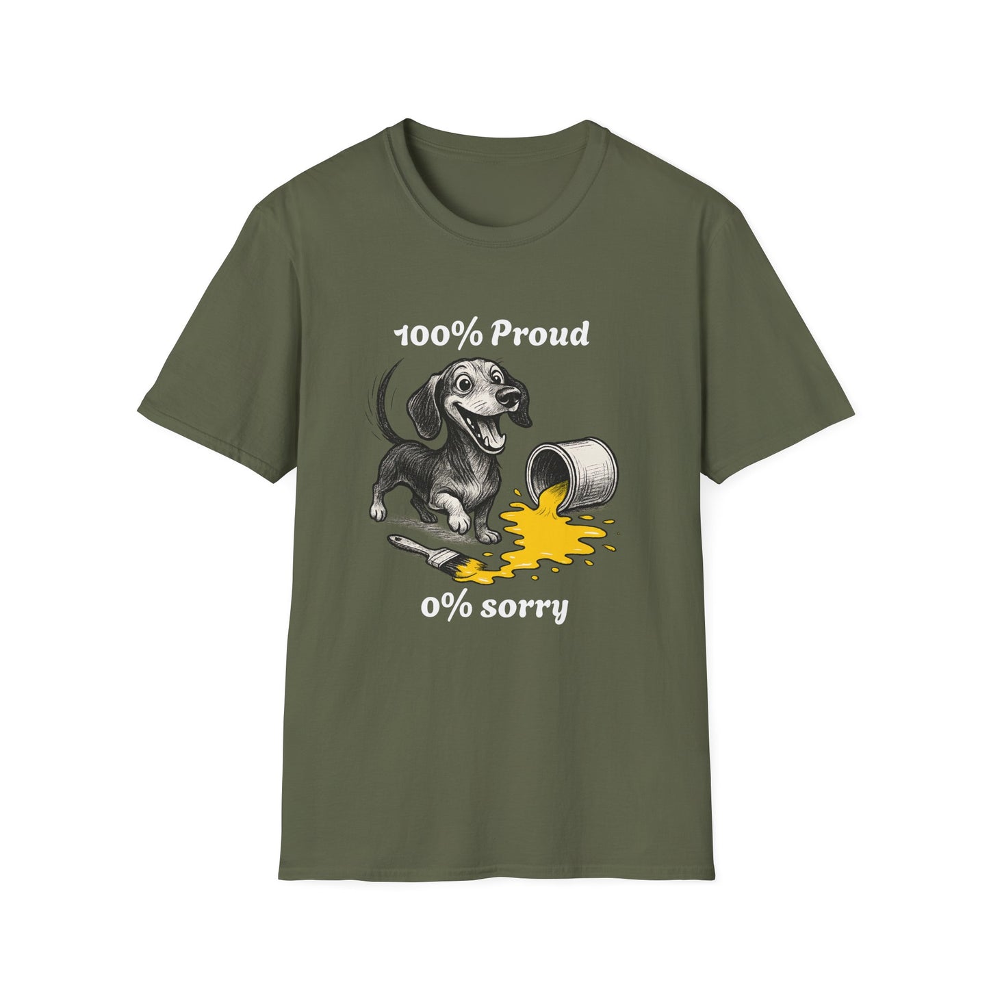 Dachshund Tee – '100% Proud, 0% Sorry' Quote – Unisex Fit