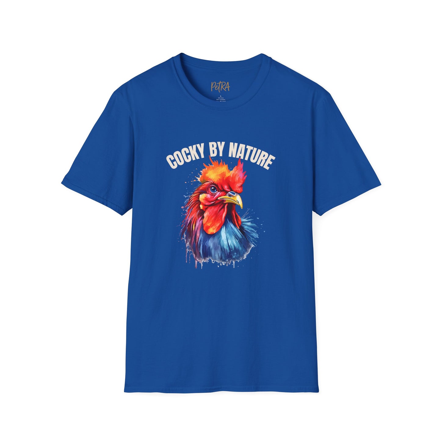 Rooster Tee – 'Cocky by Nature' Splash Art Design – Unisex Fit
