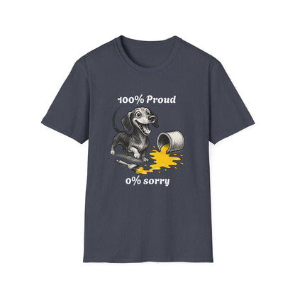 Dachshund Tee – '100% Proud, 0% Sorry' Quote – Unisex Fit