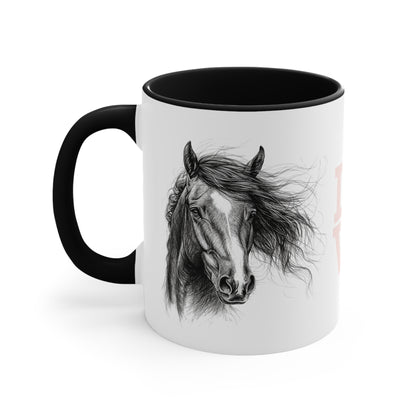 LOVE Horse Mug – Soft Script & Sketch Design – 11oz