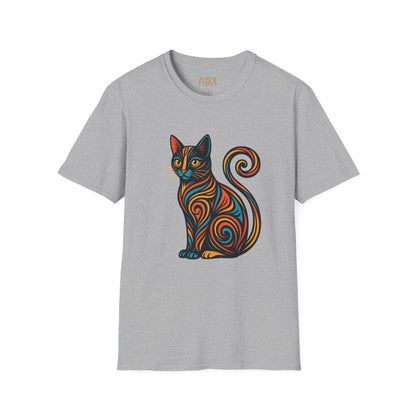 Cat Tee – Tribal Neon Swirl Design – Unisex Fit