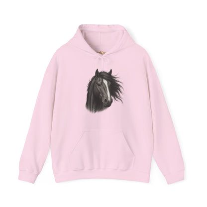 Horse Hoodie – 'Windblown Grace' Sketch Portrait Design – Unisex Fit