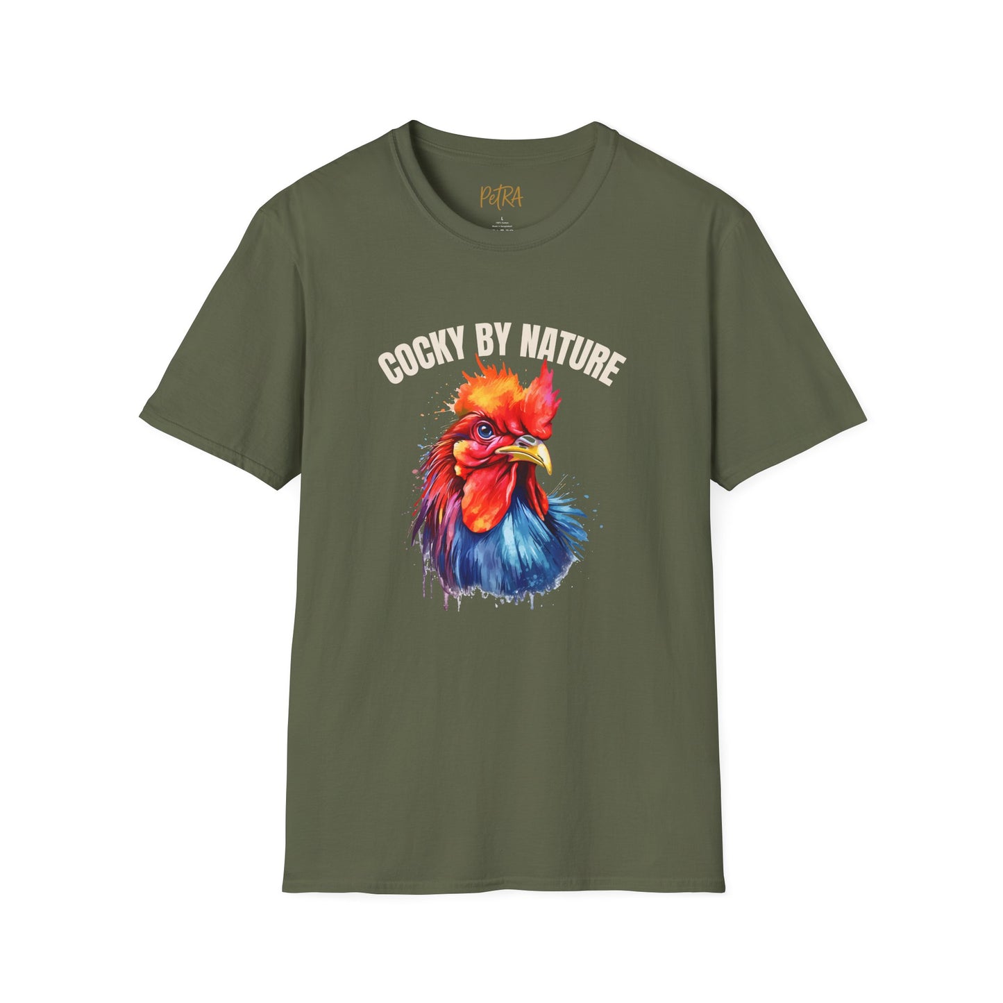 Rooster Tee – 'Cocky by Nature' Splash Art Design – Unisex Fit
