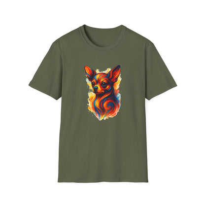 Chihuahua T Shirt – Vibrant Swirl Portrait (Red/Orange Series) – Unisex Fit