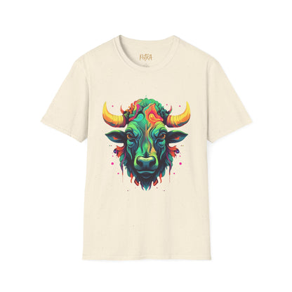 Bull Head Tee – 'Neon Country' Art Design – Unisex Fit