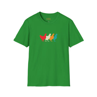 Chicken Parade Tee – Retro Silhouette Farm Design – Unisex Fit
