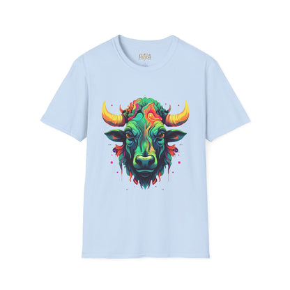 Bull Head Tee – 'Neon Country' Art Design – Unisex Fit