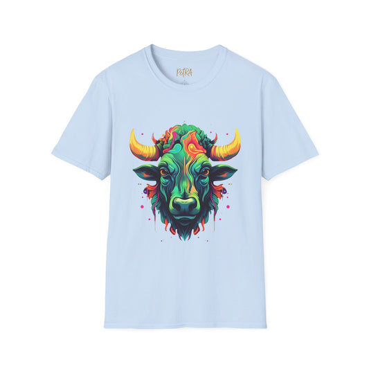 Bull Head Tee – 'Neon Country' Art Design – Unisex Fit