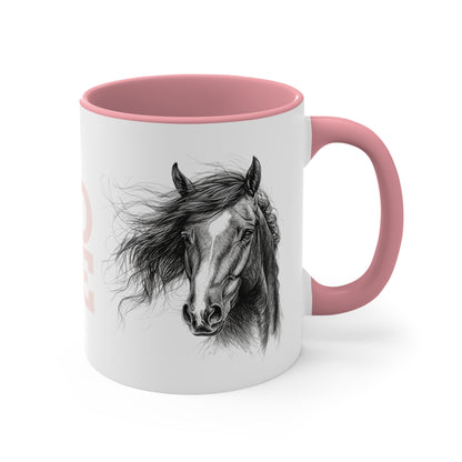 LOVE Horse Mug – Soft Script & Sketch Design – 11oz