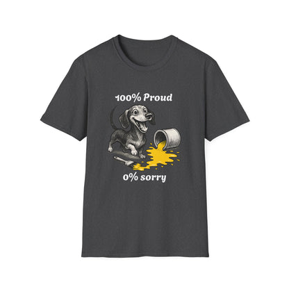 Dachshund Tee – '100% Proud, 0% Sorry' Quote – Unisex Fit