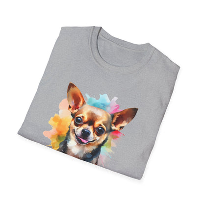Chihuahua Tee – 'Chihuahua Mum' Watercolor Splash Design – Unisex Fit