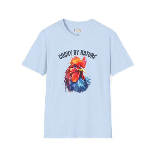 Rooster Tee – 'Cocky by Nature' Splash Art Design – Unisex Fit