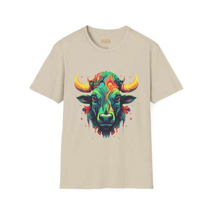Bull Head Tee – 'Neon Country' Art Design – Unisex Fit