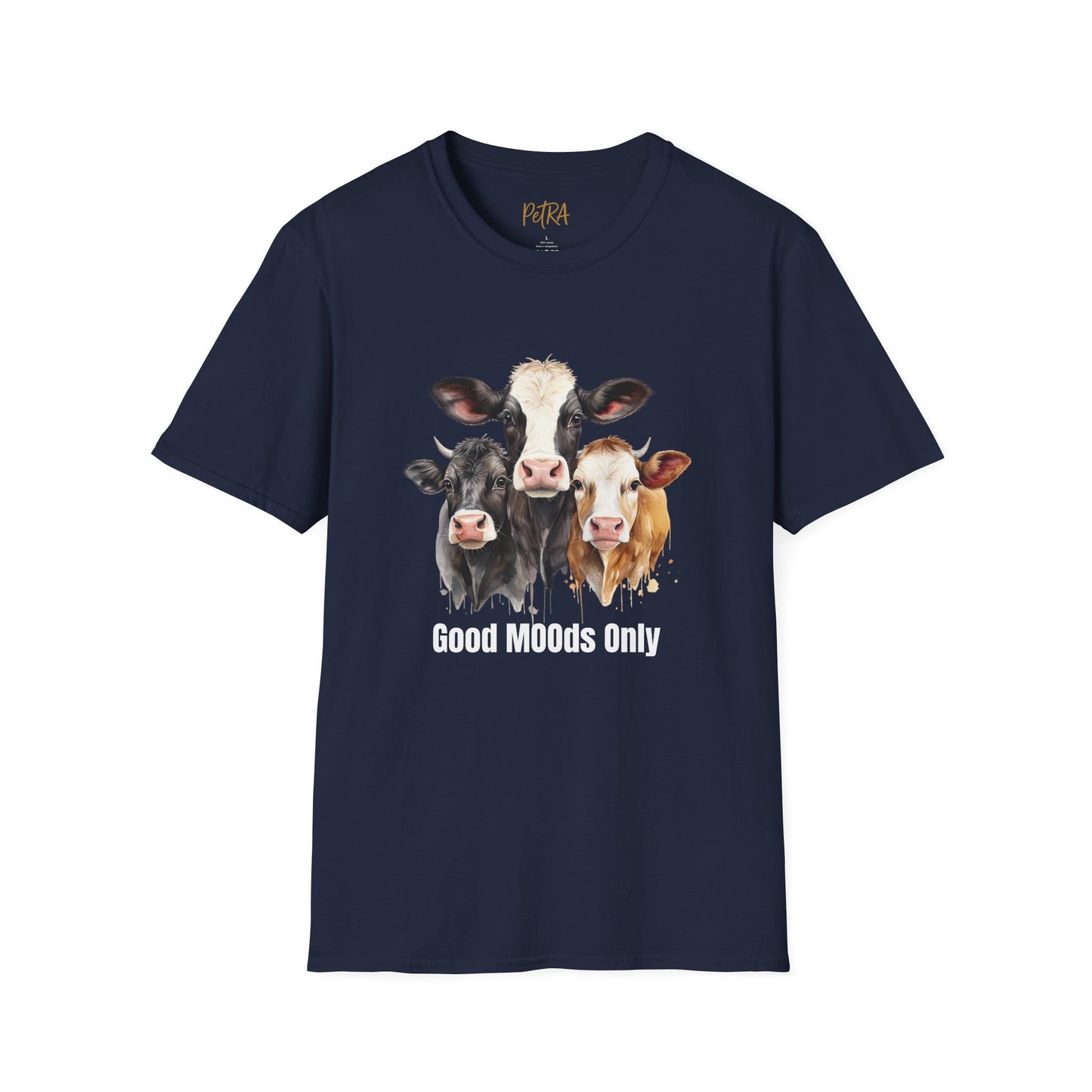 Cow Trio Tee – 'Good MOODs Only' Funny Farm Quote – Unisex Fit