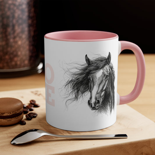 LOVE Horse Mug – Soft Script & Sketch Design – 11oz