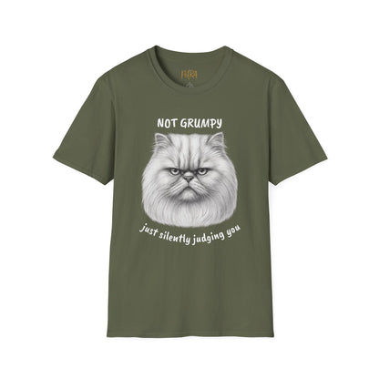 Persian Cat Tee – 'Not Grumpy, Just Judging' Quote – Unisex Fit