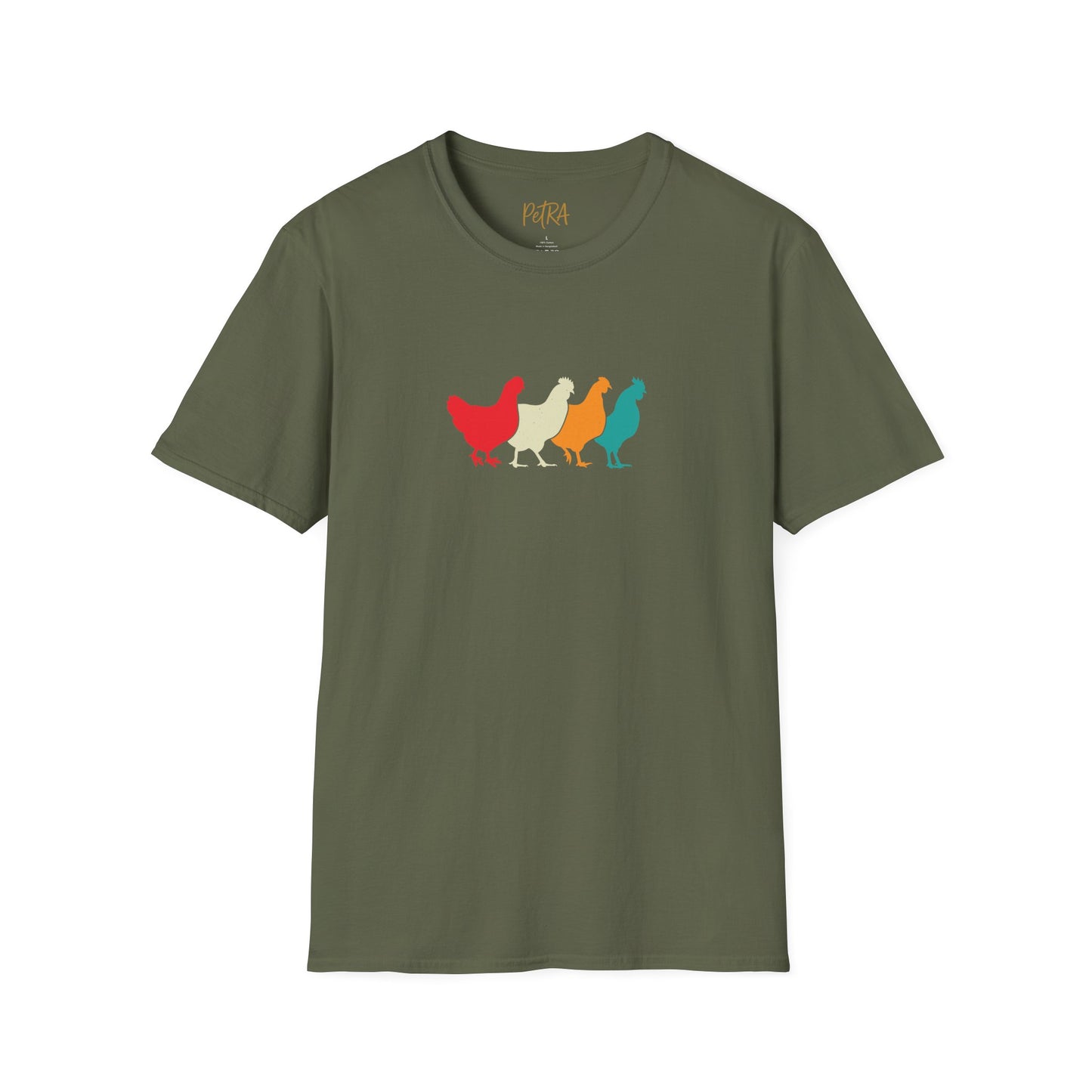 Chicken Parade Tee – Retro Silhouette Farm Design – Unisex Fit
