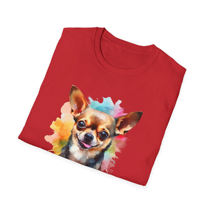 Chihuahua Tee – 'Chihuahua Mum' Watercolor Splash Design – Unisex Fit