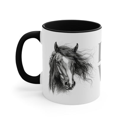 LOVE Horse Mug – Soft Script & Sketch Design – 11oz