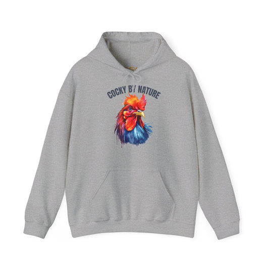 Rooster Hoodie – 'Cocky by Nature' Bold Color Design – Unisex Fit