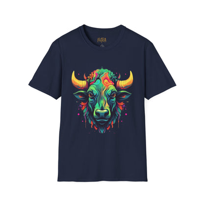 Bull Head Tee – 'Neon Country' Art Design – Unisex Fit