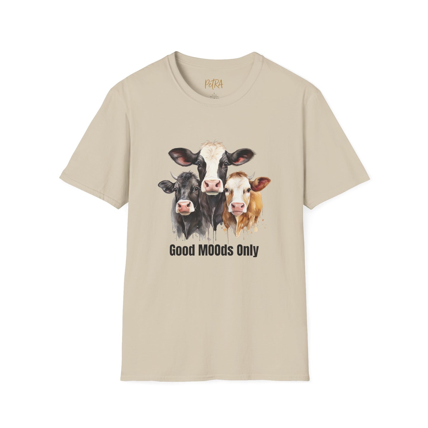 Cow Trio Tee – 'Good MOODs Only' Funny Farm Quote – Unisex Fit