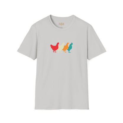 Chicken Parade Tee – Retro Silhouette Farm Design – Unisex Fit