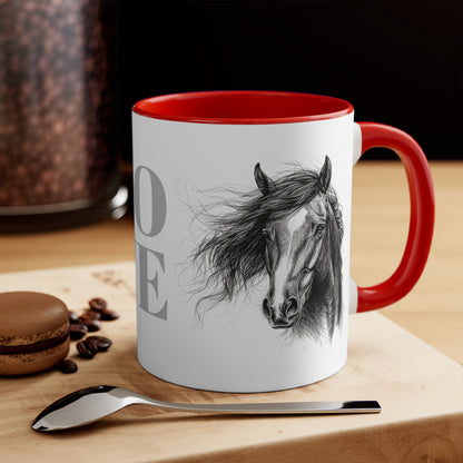LOVE Horse Mug – Soft Script & Sketch Design – 11oz