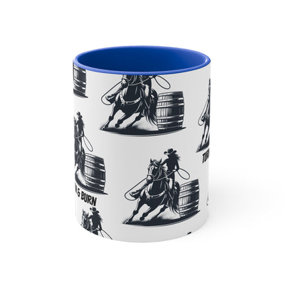 Turn & Burn Mug – Barrel Racing Pattern Design – 11oz