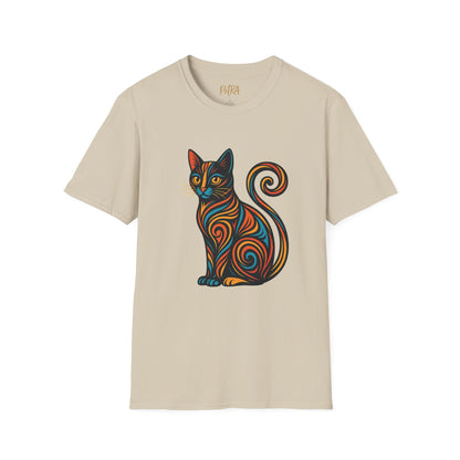 Cat Tee – Tribal Neon Swirl Design – Unisex Fit