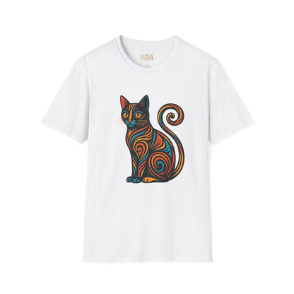 Cat Tee – Tribal Neon Swirl Design – Unisex Fit