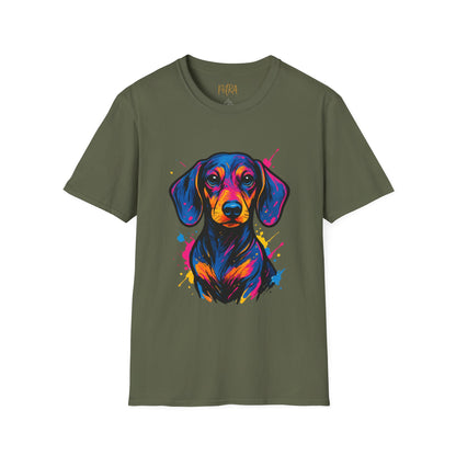 Dachshund T Shirt – Neo Pop Art Head Portrait – Unisex Fit
