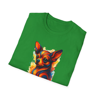 Chihuahua T Shirt – Vibrant Swirl Portrait (Red/Orange Series) – Unisex Fit