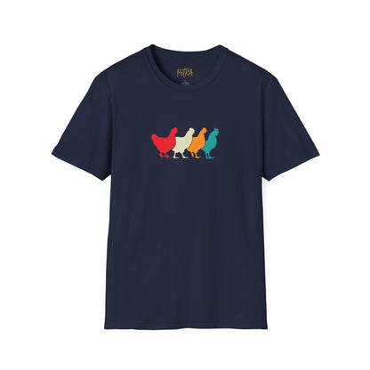 Chicken Parade Tee – Retro Silhouette Farm Design – Unisex Fit