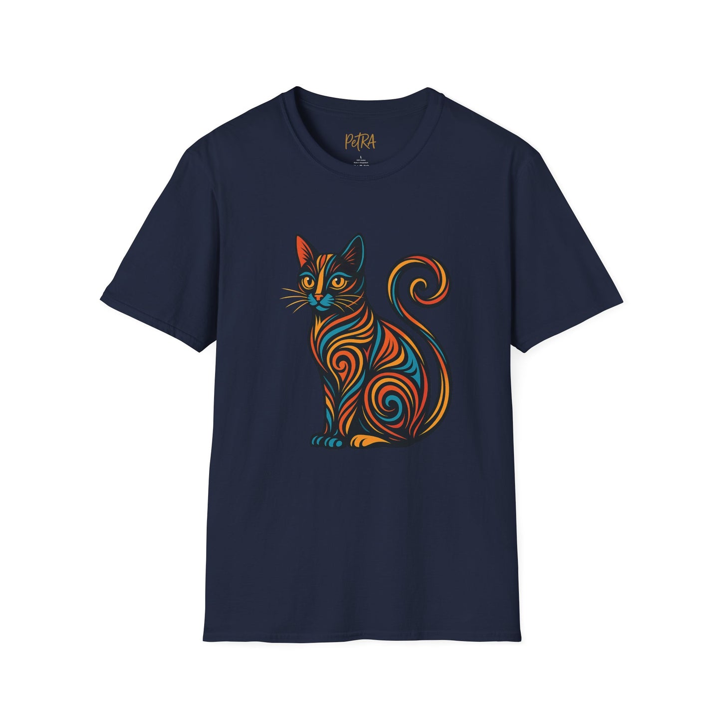 Cat Tee – Tribal Neon Swirl Design – Unisex Fit