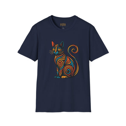 Cat Tee – Tribal Neon Swirl Design – Unisex Fit