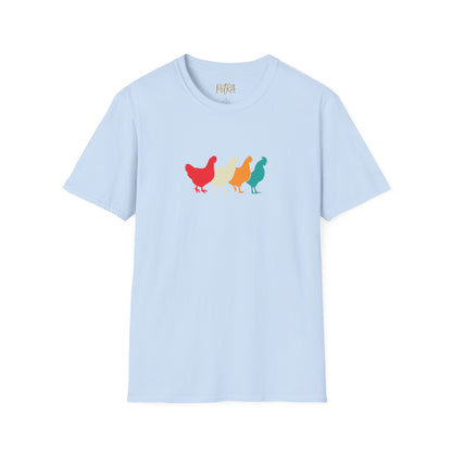 Chicken Parade Tee – Retro Silhouette Farm Design – Unisex Fit