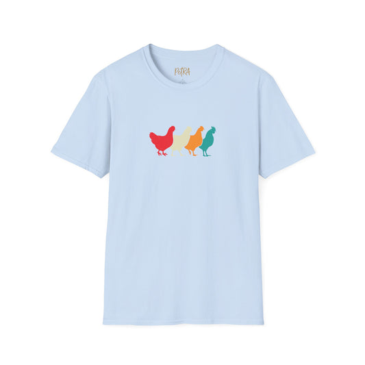 Chicken Parade Tee – Retro Silhouette Farm Design – Unisex Fit