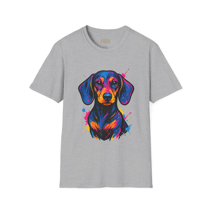 Dachshund T Shirt – Neo Pop Art Head Portrait – Unisex Fit