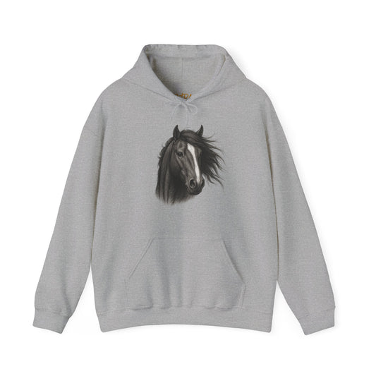Horse Hoodie – 'Windblown Grace' Sketch Portrait Design – Unisex Fit