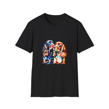 Cocker Spaniel T Shirt – 'Love Is' Vibrant Duo Portrait – Unisex Fit