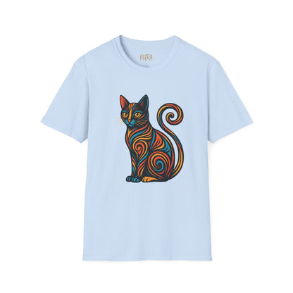 Cat Tee – Tribal Neon Swirl Design – Unisex Fit