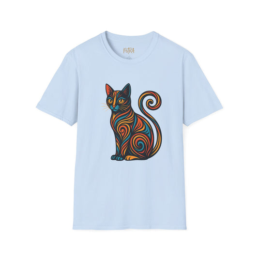 Cat Tee – Tribal Neon Swirl Design – Unisex Fit
