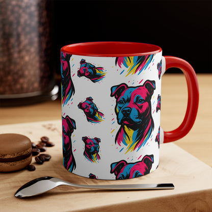 Staffy Mug – 'Neo Pop Repeat' Bold Color Pattern – 11oz