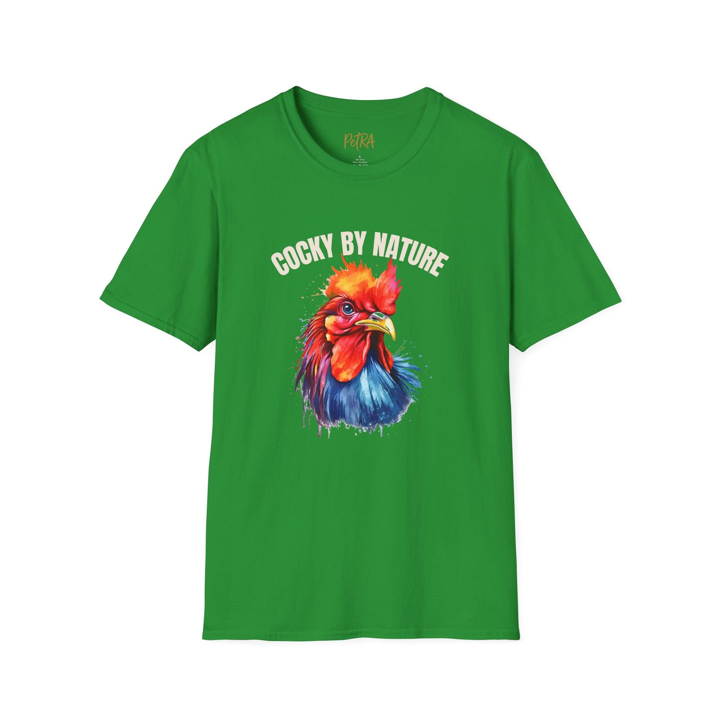 Rooster Tee – 'Cocky by Nature' Splash Art Design – Unisex Fit