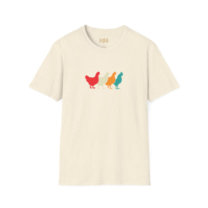 Chicken Parade Tee – Retro Silhouette Farm Design – Unisex Fit