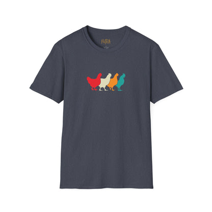 Chicken Parade Tee – Retro Silhouette Farm Design – Unisex Fit