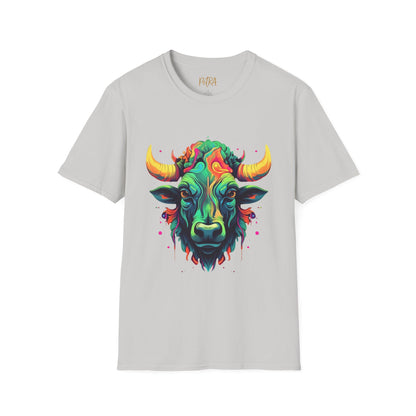 Bull Head Tee – 'Neon Country' Art Design – Unisex Fit