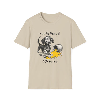 Dachshund Tee – '100% Proud, 0% Sorry' Quote – Unisex Fit