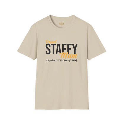 Staffy Tee – 'Spoiled? YES. Sorry? NO.' Mum Quote – Unisex Fit